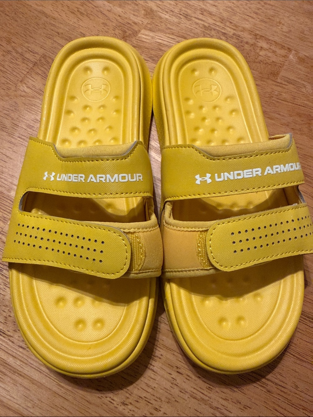 Under Armour Yellow Dual-Strap Adjustable Slide Sandals